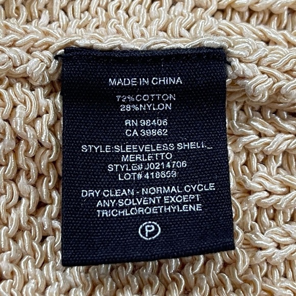 Theory Top Sleeveless Shell Merletto Tank Scoop Knit Fisherman Casual Chic Large - Picture 9 of 10